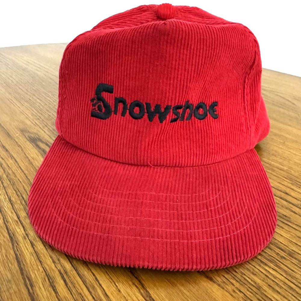 Vintage Snowshoe Mountain Ski Resort Red‎ Corduroy Snapback Hat O/S